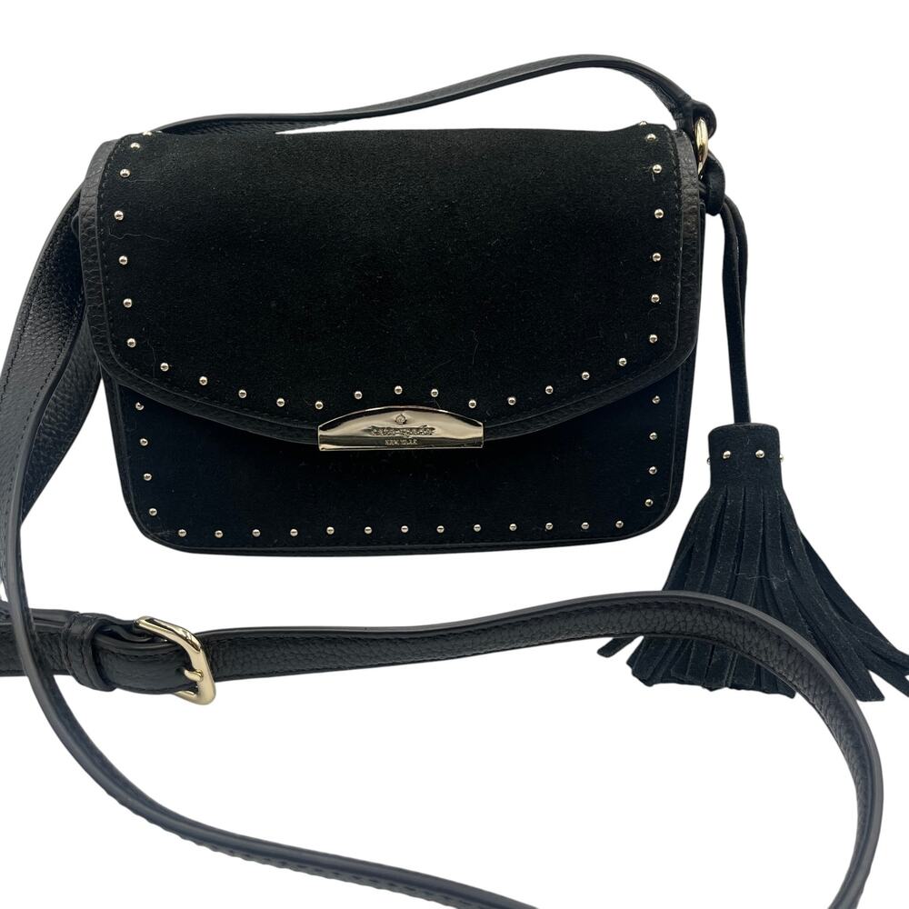 Kate Spade Crossbody Bag West Street Kenway Suede Tassel Charm Black